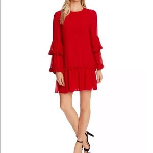 NWOT CeCe Bell Sleeve Ruffle Dress